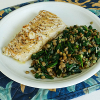 Cod wit lentils and spinach salad DSC01308